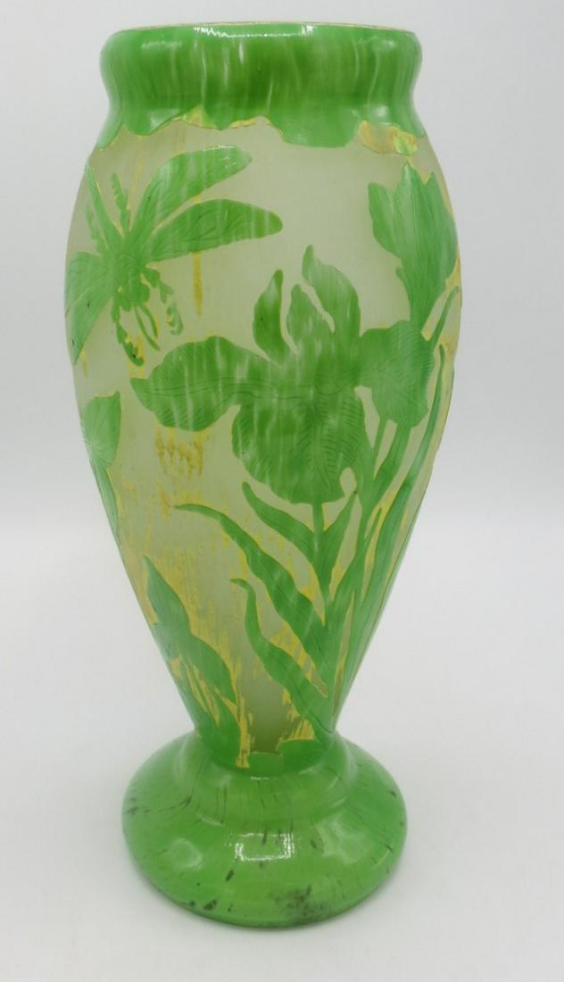 Daum Nancy Cameo Glass Vase H: 12.5" Romania: Shipping in USA $ 70.