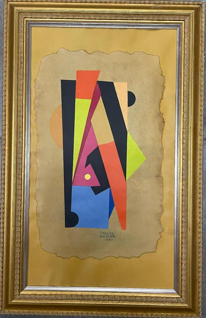 Carlos Merida Collage on Paper 16" x 9" Guatemala (1 of 3)