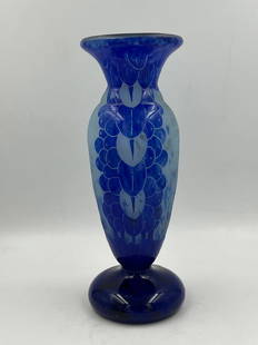 Charder Cameo Glass Vase Art Deco Style H: 7.5" France: Shipping in USA $ 45.