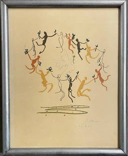 Pablo Picasso Lithograph Art: 10" x 8" Frame: 12" x 10": Shipping in USA $ 60.