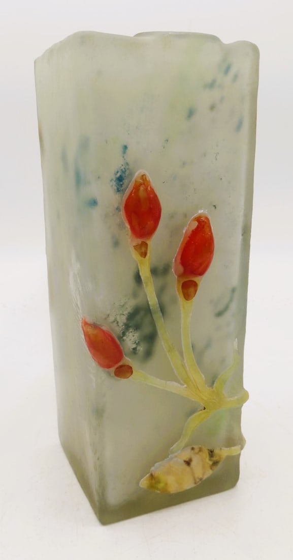 Emile Galle Glass Vase w/ Marquetry and Applications (1 of 11)