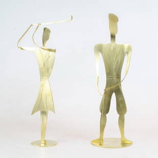 Atelier Hagenauer Pair of Art Deco Figures of Golf Players H: 10" & H: 11": Shipping in USA $ 100. Karl Hagenauer was an influential Austrian designer in the Art Deco style. Goldsmith. Carl Hagenauer founded what became the Hagenauer Wien in 1898. His oldest son, Karl, who wo