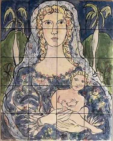 Rene Portocarrero 1954 Mural on Mosaic 30" x 24" No COA (1 of 4)