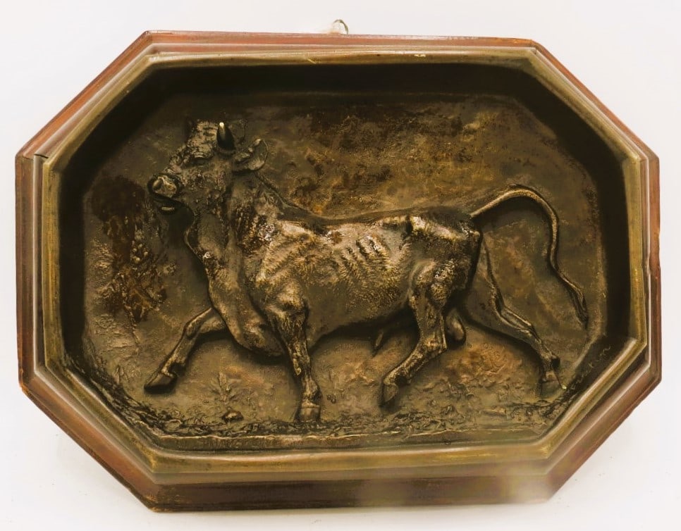 Christopher Fratin Bronze Plaque "Bull" 11"  x  9" (1 of 4)