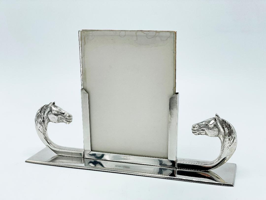 Hermes Paris Photo Frame Bronze & Glass w/ Horses: 6" x 8" Glass: 5" x 3.7" France. Shipping in USA $ 60.