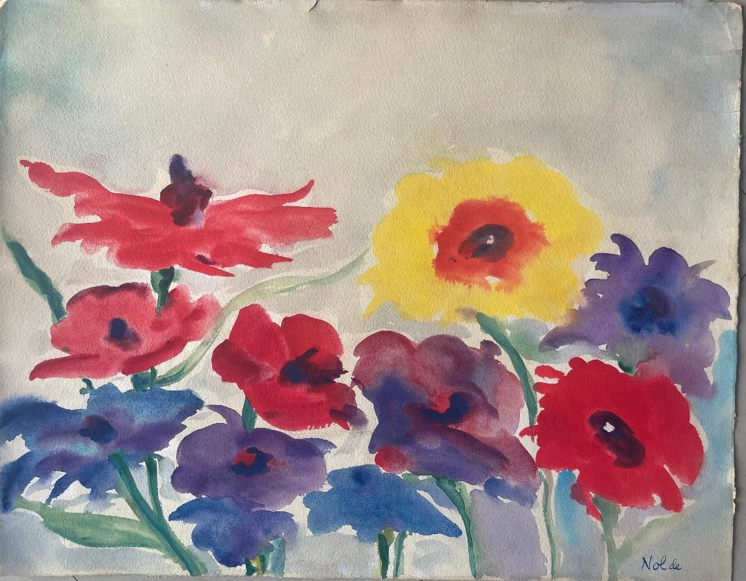 Emil Nolde Watercolor on Paper 15" x 19" w/COA: Shipping in USA $ 100 Emil Nolde was a German-Danish painter and printmaker. He was one of the first Expressionists, a member of Die BrÃ¼cke, and was one of the first oil painting and watercolor pai