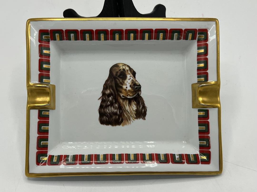 Gucci Porcelain Ashtray w/ Dog 6" x 7" Italy (1 of 6)