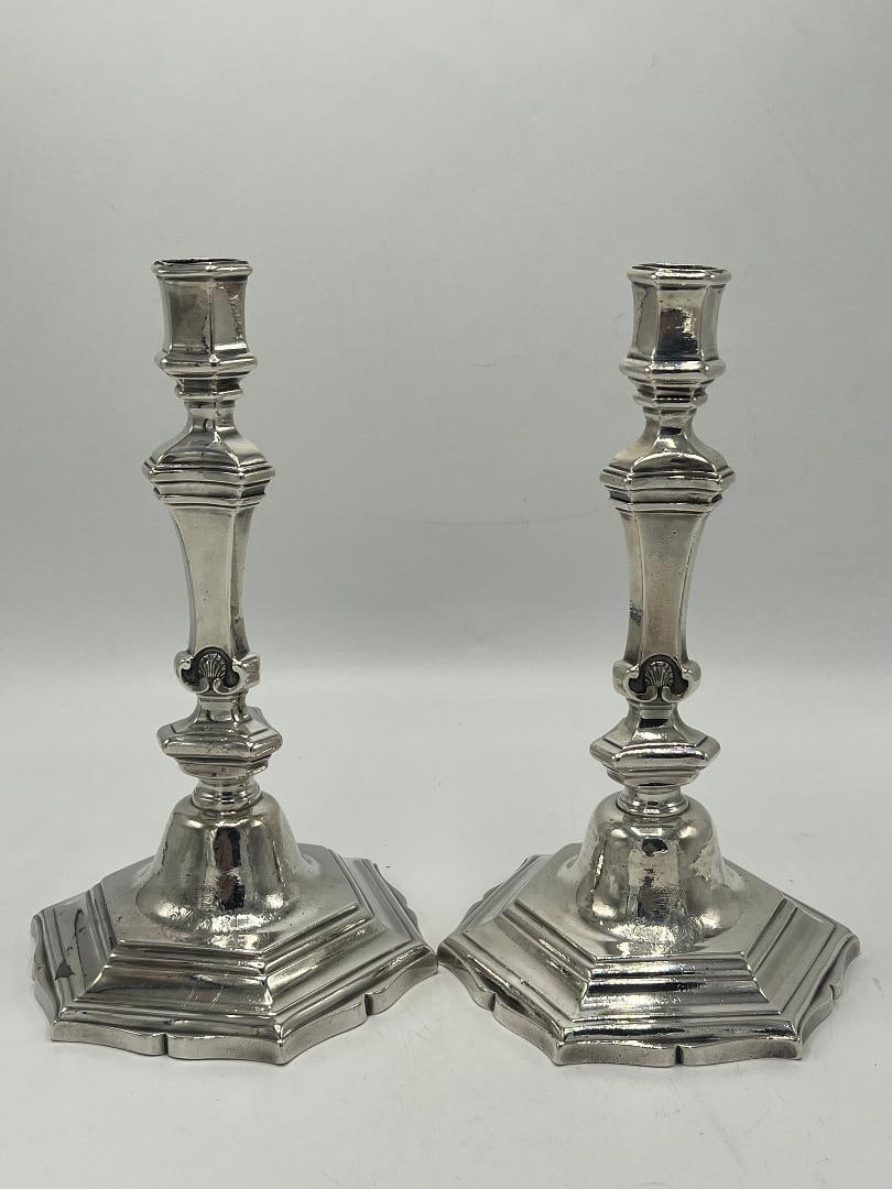 Pair of Sterling Silver Barroque Candlesticks H: 9.5" 1260 Grms (1 of 5)