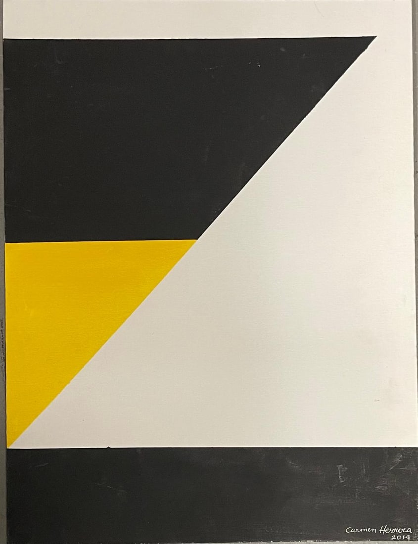 Carmen Herrera (Attributed) Acrylic on Canvas Art: 24" x 18": No COA - Shipping in USA $ 130.
