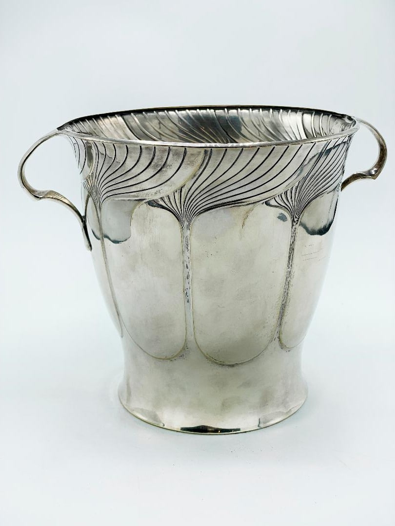 Christofle Silverplated Champagne Bottle Bucket H: 8" D: 8" Art Deco (1 of 6)