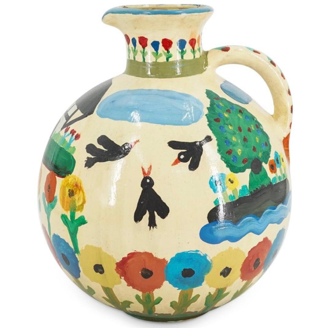 Clementine Hunter Attributed Ceramic Jar 15" x 11" (1 of 5)