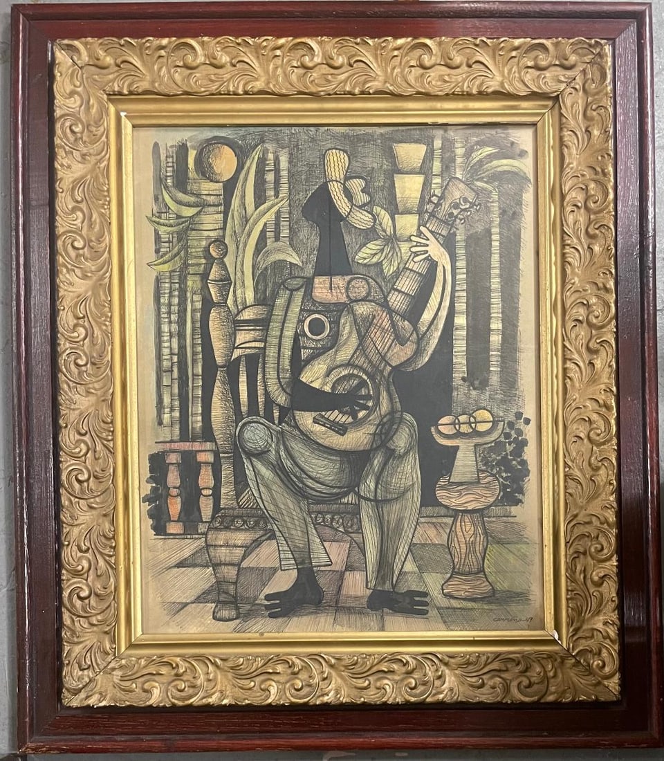 Mario Carreno Mixed Media on Paper Art: 19" x 15" Attributed) (1 of 4)