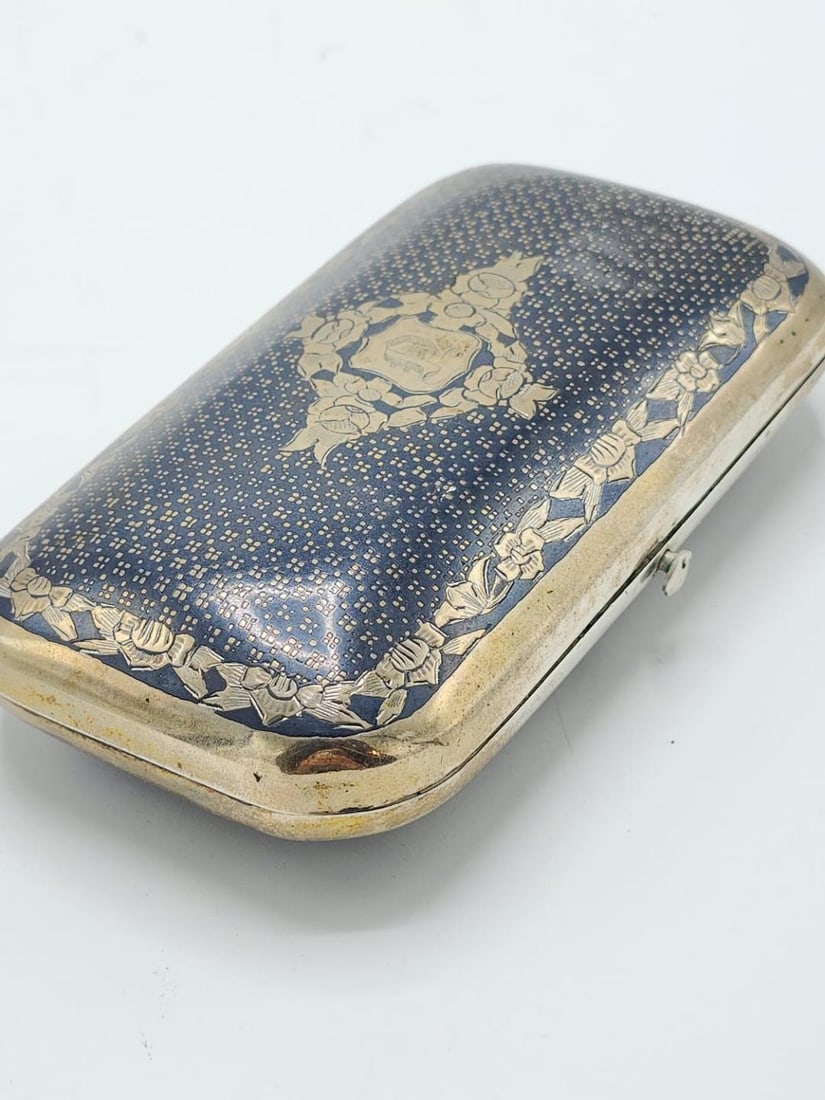 Antique Russian Sterling Silver & Nielo Box 5.4" x 3" (1 of 3)