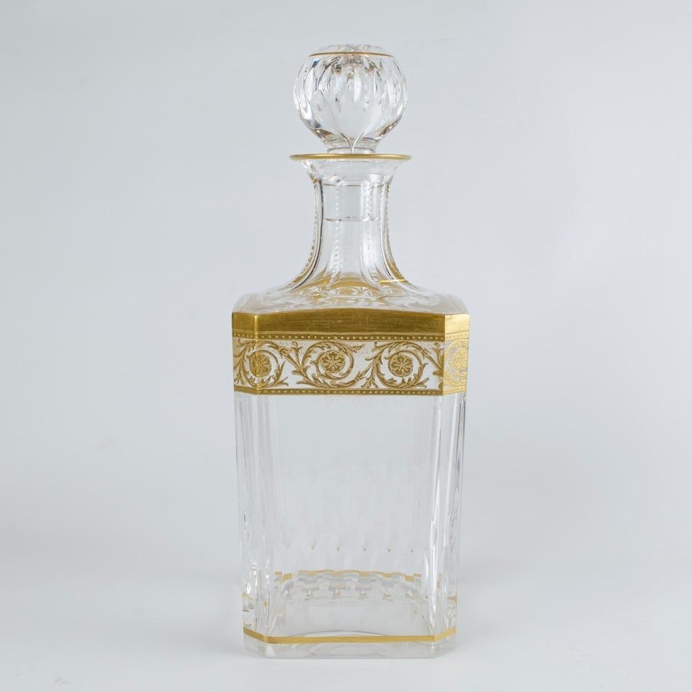 Saint Louis Crystal w/ Gold Decoration Decanter H: 11.5" France (1 of 6)