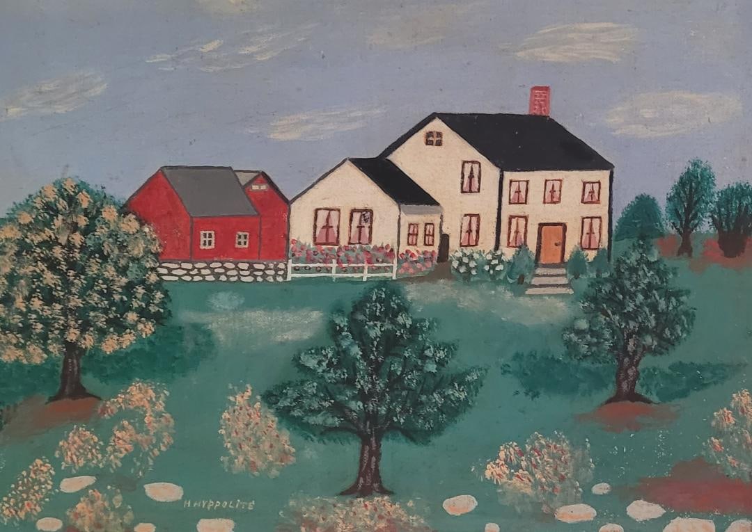 Hector Hyppolite (Attributed) Oil on Canvas Art: 10" x 14" (1 of 3)