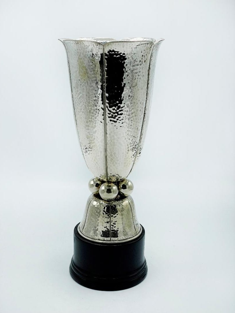 Josef Hoffmann Art Deco Silverplated Trophy on Wood Base H: 15" D: 6" (1 of 6)