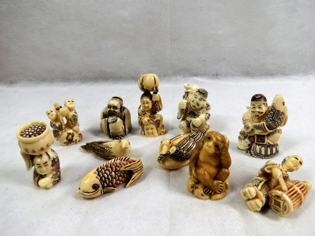 Set of 11 Ivory Netsukes: Est. shipping= $ 15