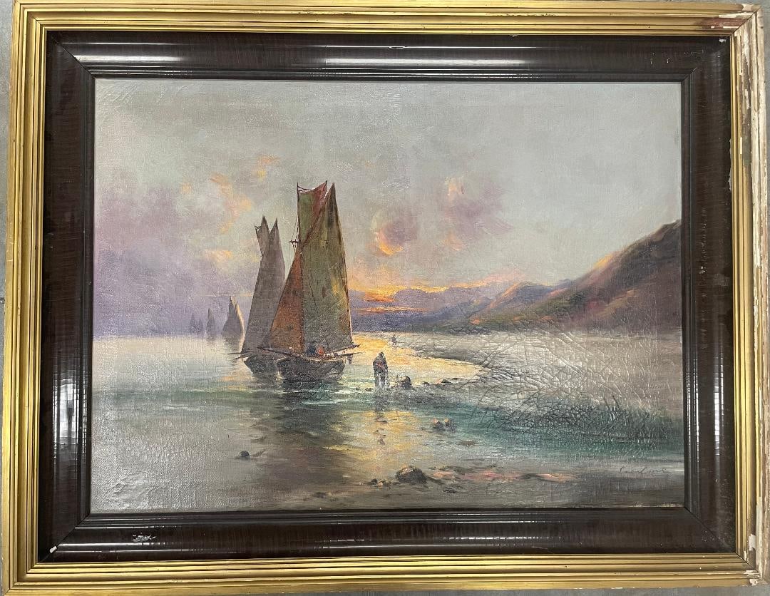 Emma Ciardi Antique Oil on Canvas Art: 25.5" x 36" Italy (1 of 4)
