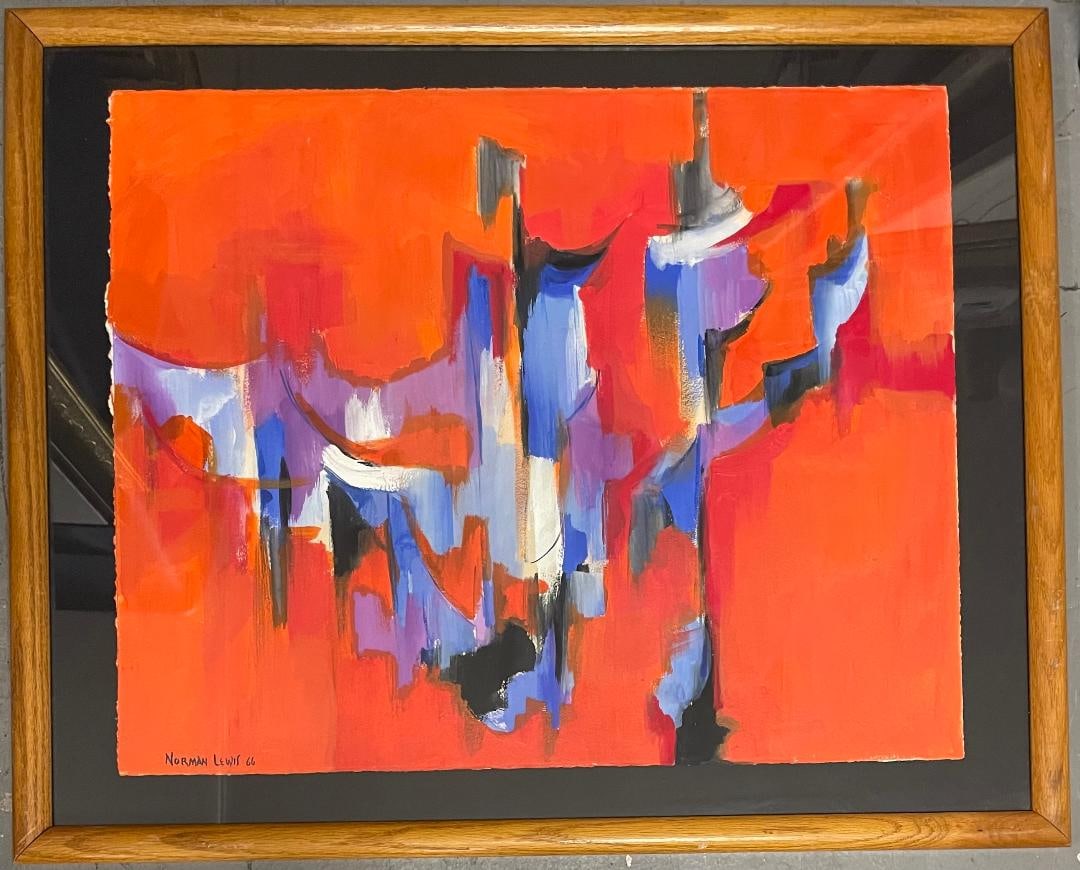 Norman W Lewis Watercolor on Paper Art: 22.5" x 27.5" (1 of 4)