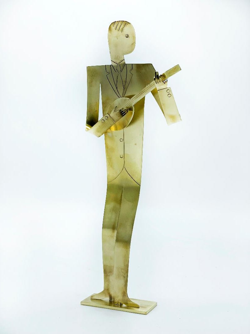 Atelier Hagenauer Bronze Figure of Musician H: 11" W: 4.2" (1 of 4)