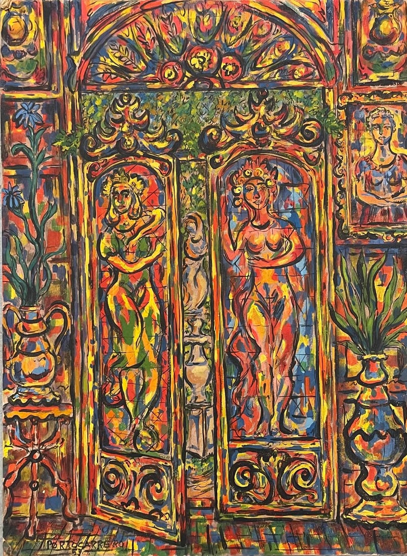 Rene Portocarrero 1953 Mixed Media on Board Art: 19" x 14" Cuba: Shipping in USA $ 120. Rene Portocarrero was a Cuban painter. He is currently considered one of the most outstanding figures of Cuban plastic arts and one of the main artists of the 20th century in Cu