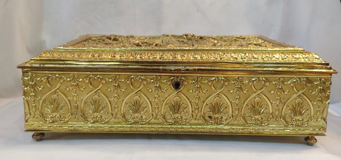 Dore Bronze Large European Jewelry Box H: 3.6"  W: 12.3" D: 8" (1 of 4)