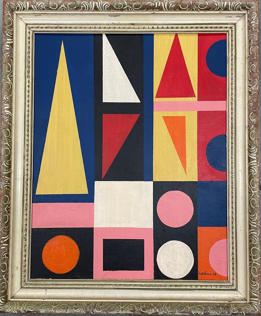 August Herbin (Attributed)  OIl on Panel Art: 20" x 16" (1 of 3)