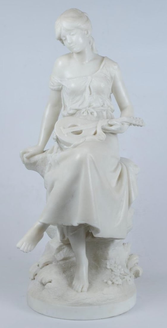 Auguste Moreau Carrara Marble Sculpture H: 27" France (1 of 14)