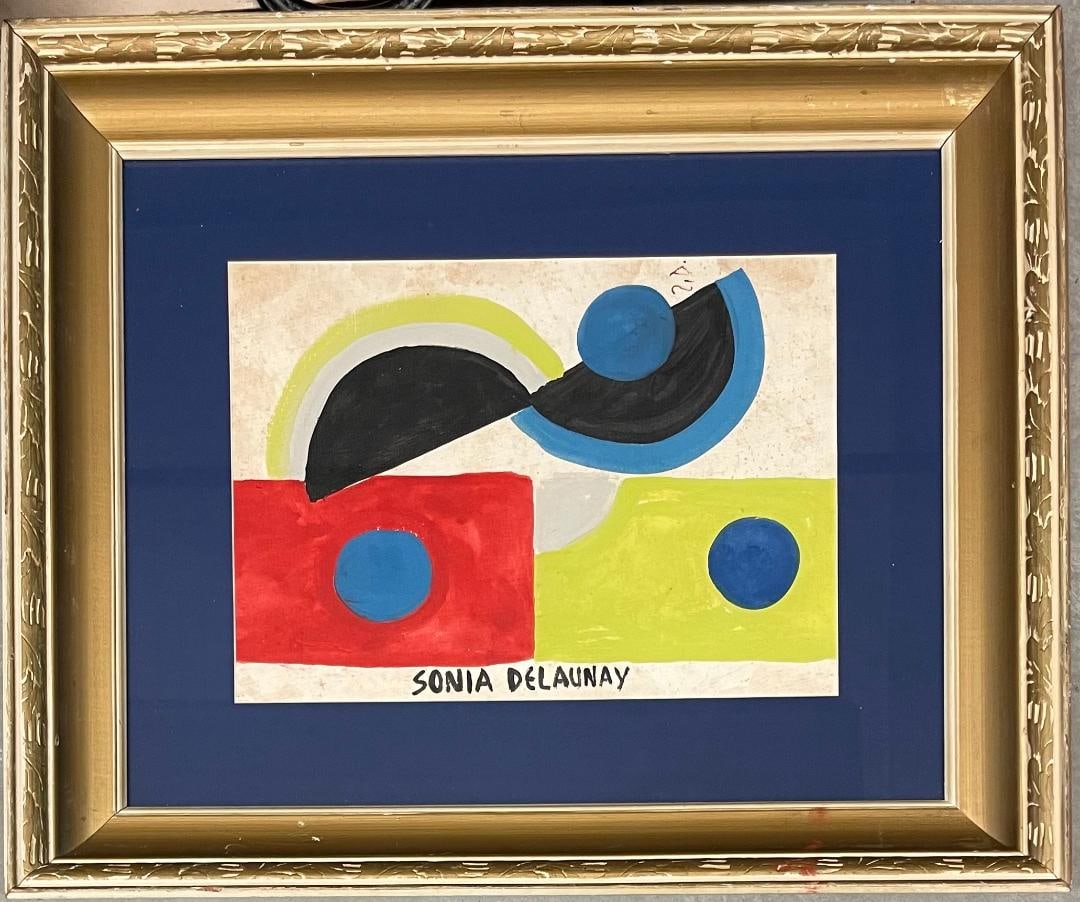 Sonia Delaunay Watercolor on Paper Art: 10.5" x 14.5": No COA - Provenance Estate Alvarez-Izquierdo. Shipping in USA $ 90. Robert Delaunay was a French artist who, with his wife Sonia Delaunay and others, cofounded the Orphism art movement, noted for its