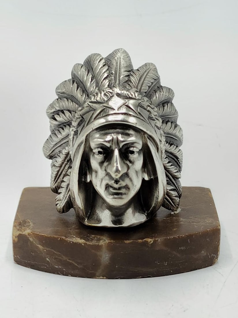Car Mascot Bronze American Indian Head 4" x 5" x 2" (1 of 5)