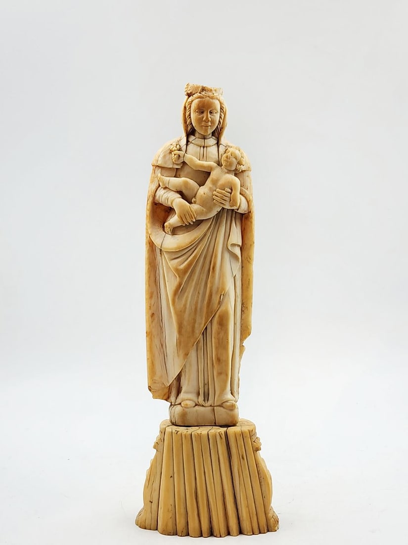 Antique GOA Religious Sculpture of Virgin H: 7.7" Portugal (1 of 7)