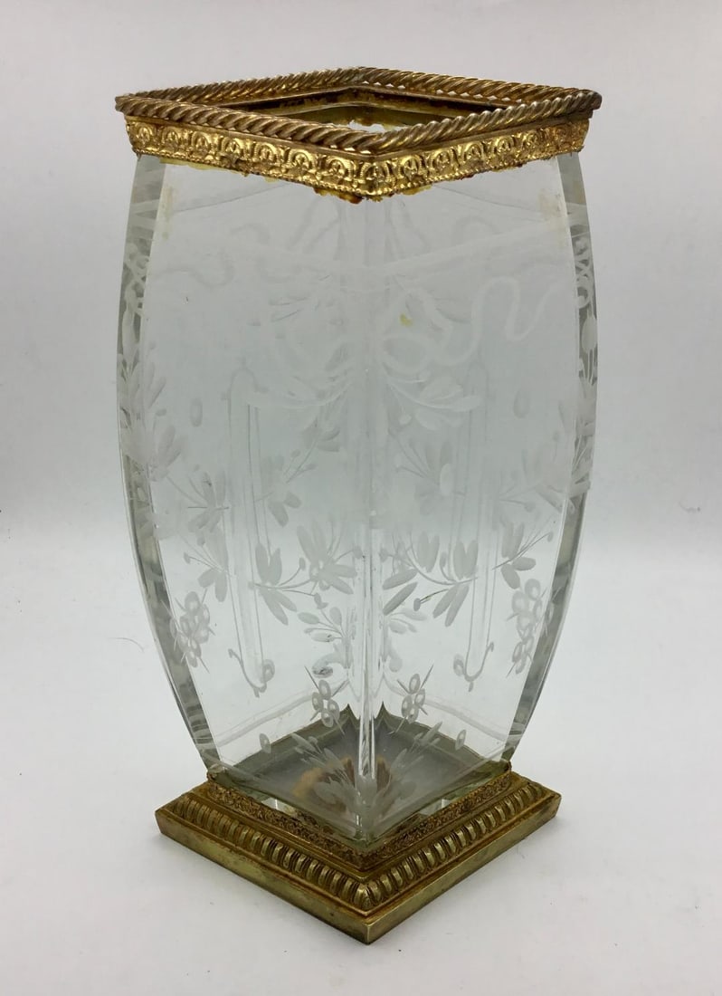 Baccarat Ormolu Bronze & Crystal 8" x 5" x 5": Shipping in USA $ 70