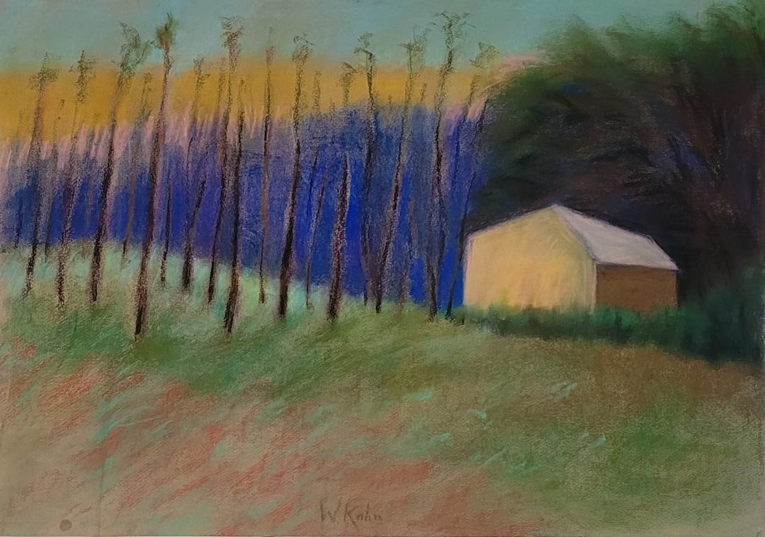 Wolf Kahn (Attributed) Pastel on Paper Art: 15.2" x 21.5": No COA - Shipping in USA $ 100. Born in Stuttgart, Germany, in 1927, Wolf Kahn immigrated to the United States by way of England in 1940. In 1945, he graduated from the High School of Music & Art in N