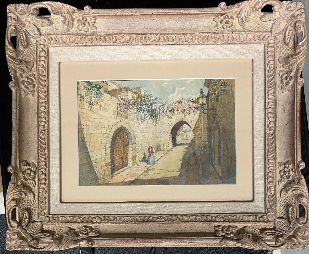 Childe Hassam Orientalist Mixed Media on Paper Art: 6.4" x 10" (1 of 4)