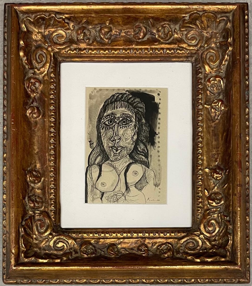 In the Manner of P Picasso Mixed Media on Paper Art: 6.5" x 5.5" (1 of 3)