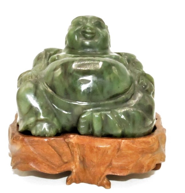 Antique Jade Sculpture of Buddha H: 3.5" W: 4" D: 4" (1 of 4)