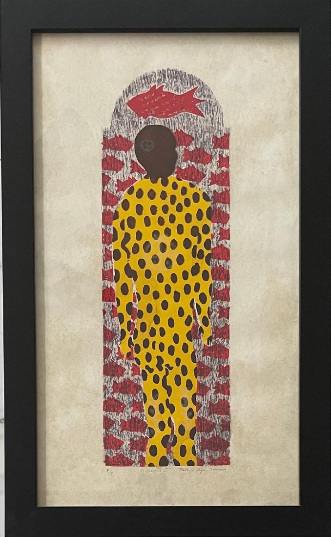 Belkis Ayon Serigraph Art: 24" x 13.5" Excellent (1 of 2)