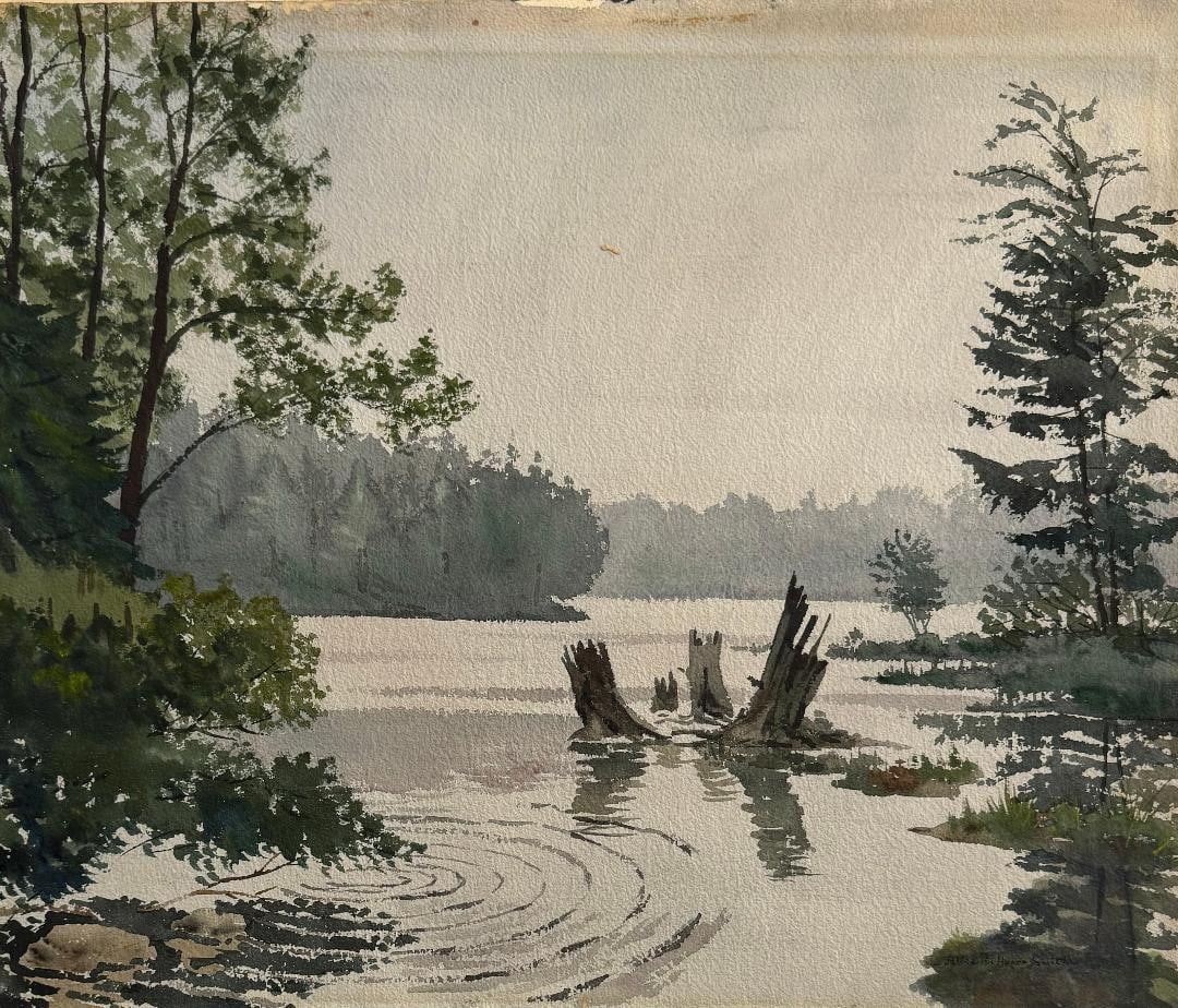 Alice Ravenel Huger Smith Gouache on Paper Art: 18.3" x 21.6" (1 of 2)