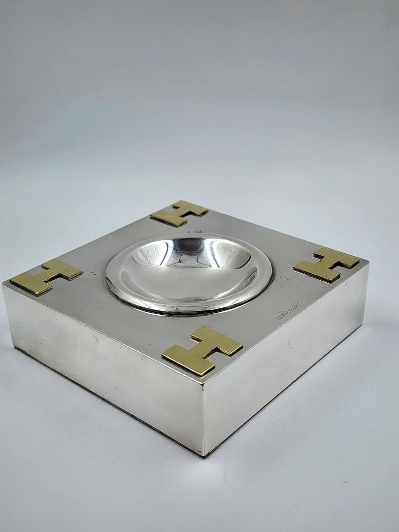 Hermes Paris Art Deco Silverplated Ashtray 1.2" x 5" x 5" (1 of 4)