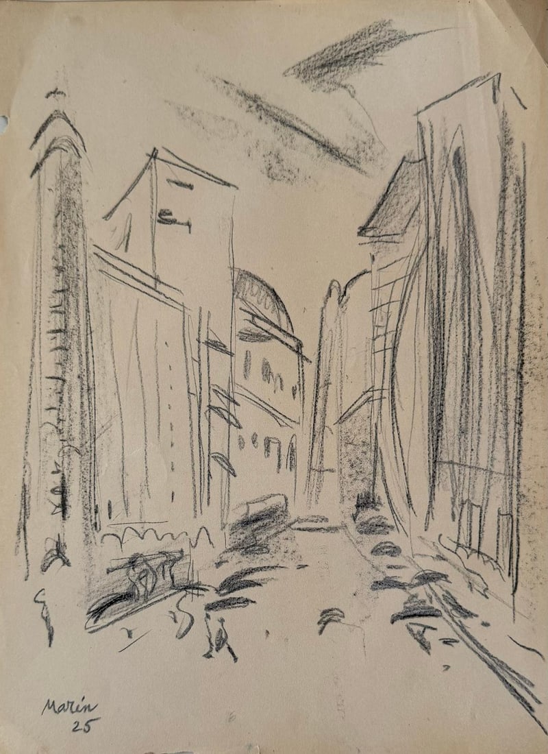 John Marin (Attributed) Graphite on Paper Art: 11.5" x 8.5" No COA (1 of 1)