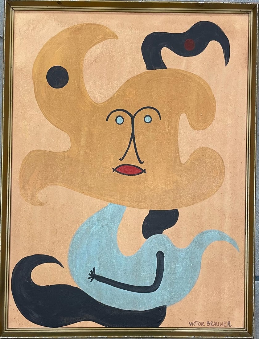 Victor Brauner (Attributed) Oil on Canvas Art: 20" x 18" No COA: Shipping in USA $ 120. Victor Brauner was a Romanian painter and sculptor of the surrealist movement