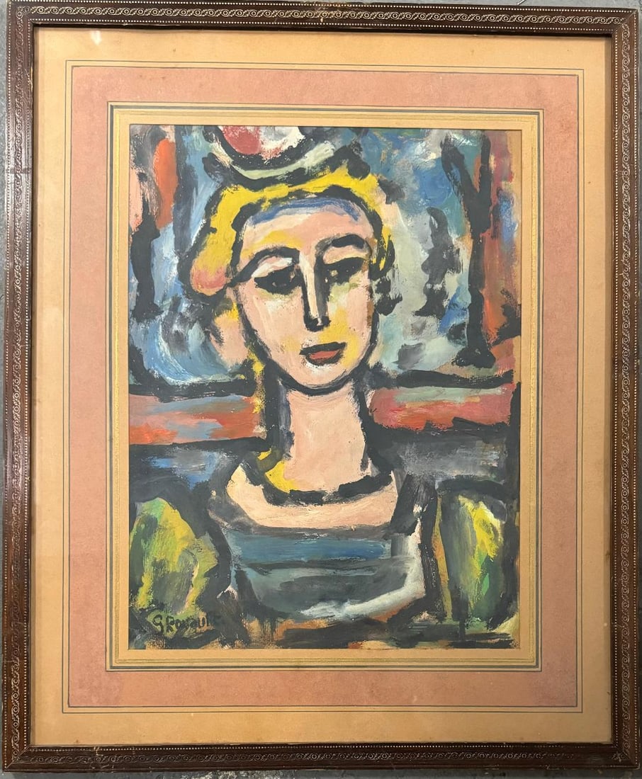 Georges Rouault Oil on Paper Art: 15" x 11" France (1 of 3)
