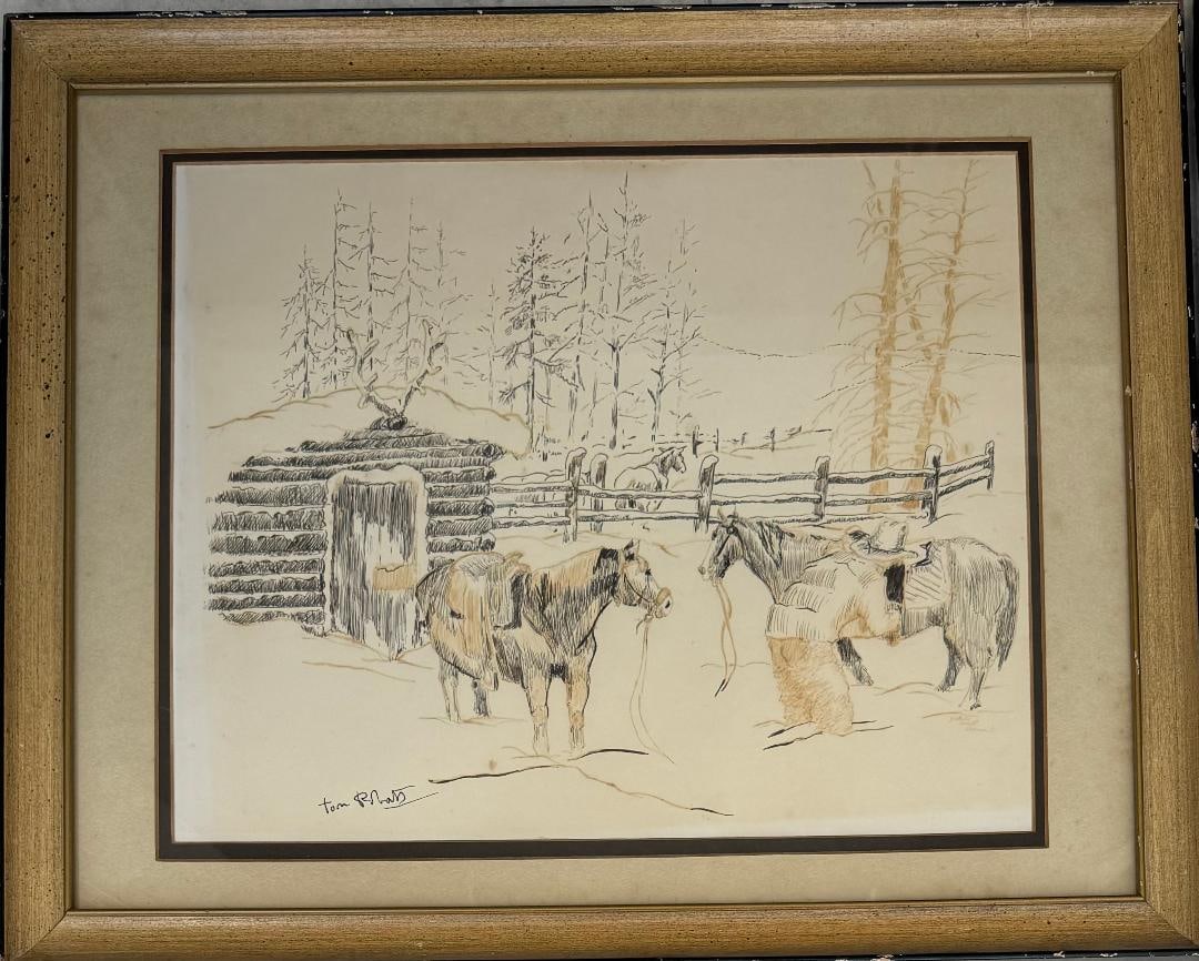 Tom Roberts (Attributed) Mixed Media on Paper Art: 12.5" x 16": No COA - Shipping in USA $ 100. Tom Roberts (1909-1998 ) Canadian Artist