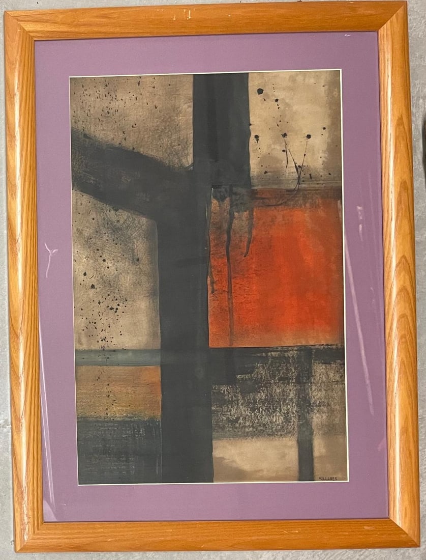 Manolo Millares Mixed Media on Paper Art: 21" x 13.5" (1 of 2)