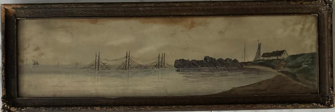 Edward Lear Antique Watercolor on Paper Art: H: 4" W: 20.5": Shipping in USA $ 100. No COA - Edward Lear was an English artist, illustrator, musician, author and poet, who is known mostly for his literary nonsense in poetry and prose and especially his limerick