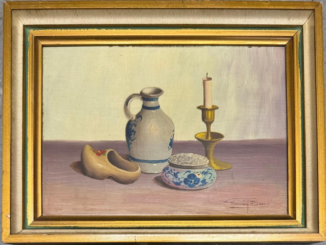 Firmin Baes (Attributed) Oil on Board Art: 5" x 6.5" Belgium: No COA - Shipping in Usa $ 70. Firmin Baes was a Belgian painter, pastel artist, draughtsman and print designer. His subject matter ranged from still lifes, genre scenes, portraits, nudes, landscapes