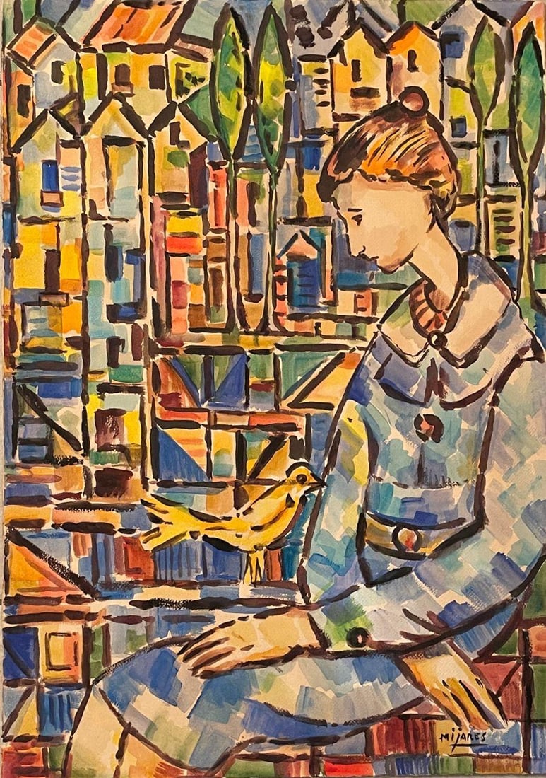 Jose Maria Mijares Watercolor on Paper  Art: 28" x 18" with COA (1 of 2)