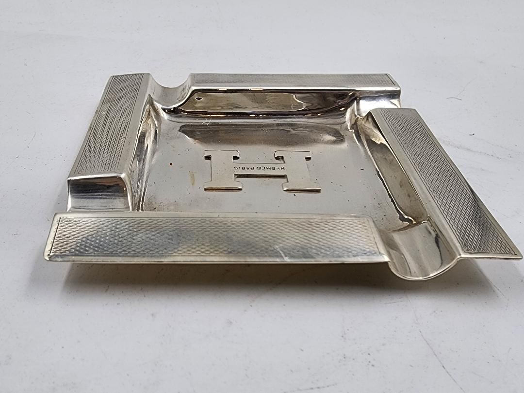 Hermes Paris Art Deco Silverplated Ashtray 3.7" x 3.7" France (1 of 4)