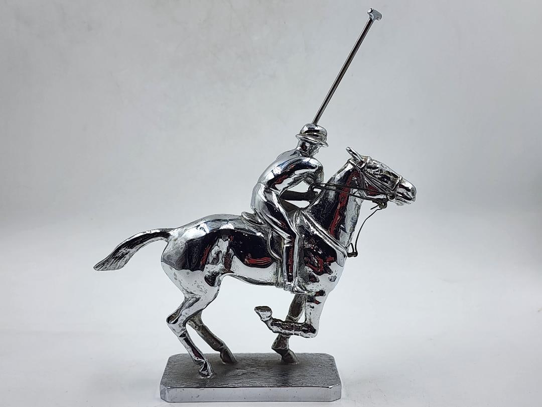 Siverplated Polo Trophy Player on Horse H: 6.3" W: 5" D: 1.3" (1 of 4)