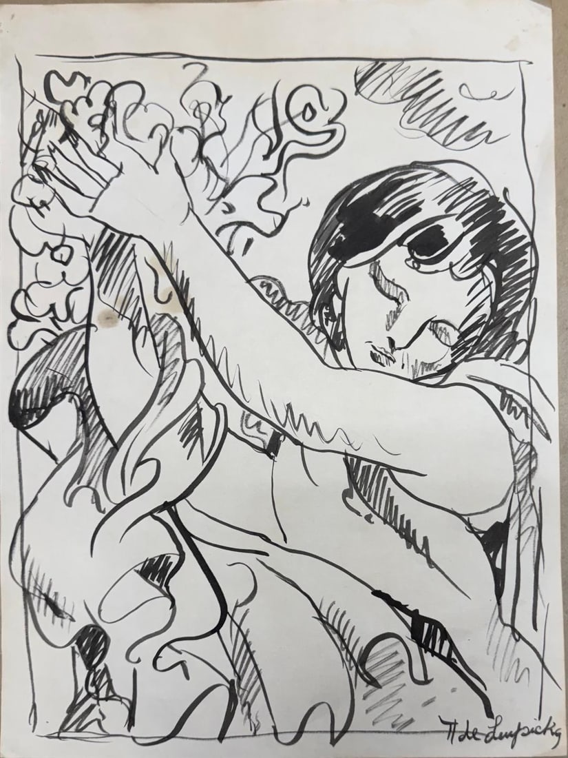 Tamara de Lempicka Art Deco Drawing on Paper Art: 13" x 9.3": Shipping in USA $ 90 Tamara Lempicka was a Polish painter who spent her working life in France and the United States. She is best known for her polished Art Deco portraits of aristocrats and the wealt